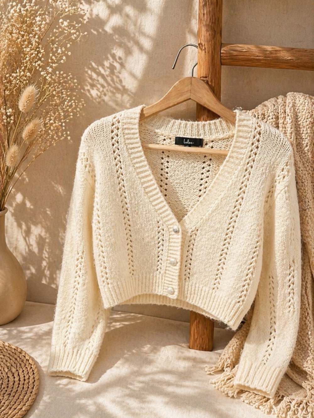 Lulus cream knit cropped cardigan xs